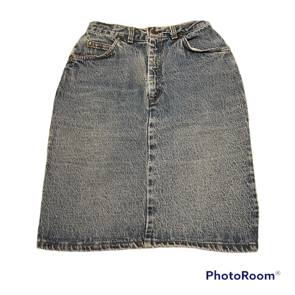 Vintage 80s Levi’s Skirt Stonewashed 90s denim High Waist Acid Midi Blue SM
